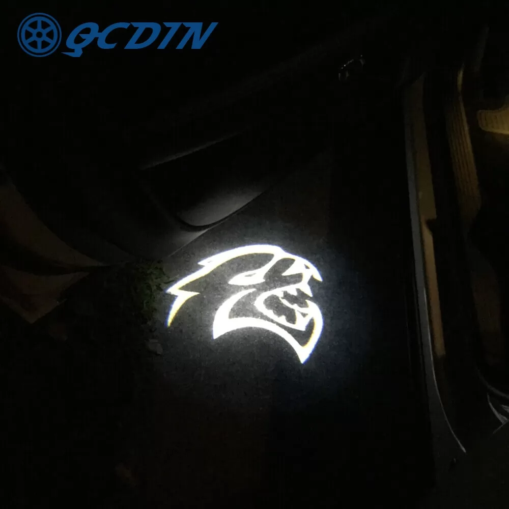 QCDIN for DODGE Charger LED Car Door Logo Lights - for Charger SRT Hellcat GT R/T SE SXT DAYTONA Scat Pack