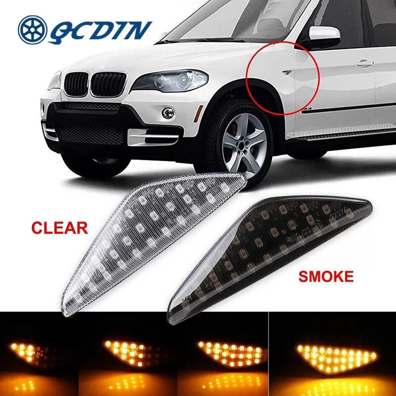 QCDIN 2PCS Turn Signal Light LED Side Marker Light Blinker For BMW E70 X5 E71 X6 F25 X3 Flowing Turn Signal Side Light
