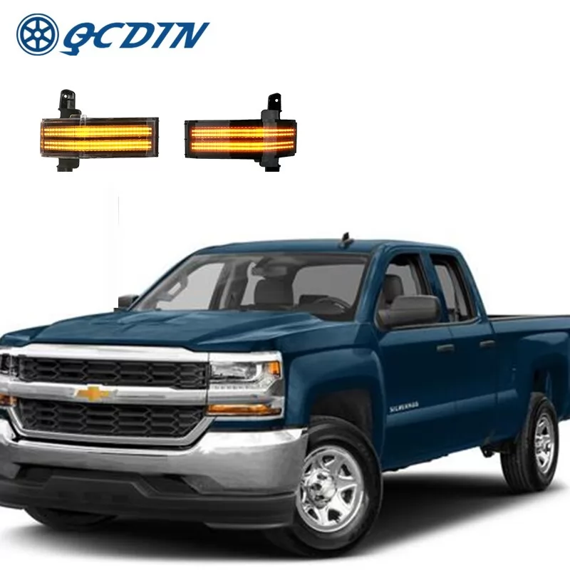 QCDIN For Chevrolet Silverado 1500 2014-2018 Side Marker Light Turn Signal Light For GMC Sierr a 1500 2500HD 2015-2018
