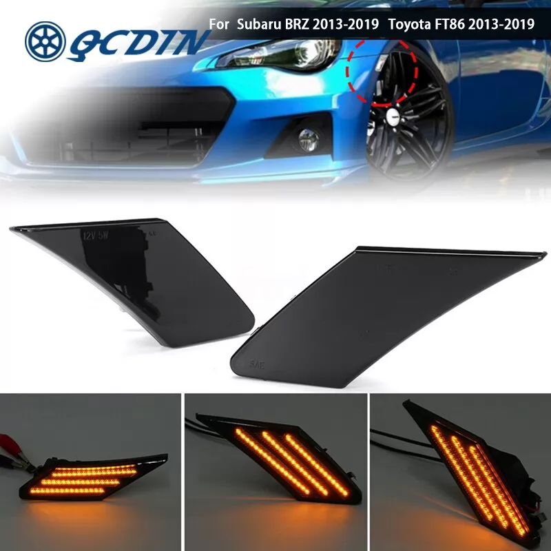 QCDIN For Scion FR-S LED Side Marker Light Turn Signal Light Adapter Signal Light For Subaru BRZ Toyota FT86 2013-2019