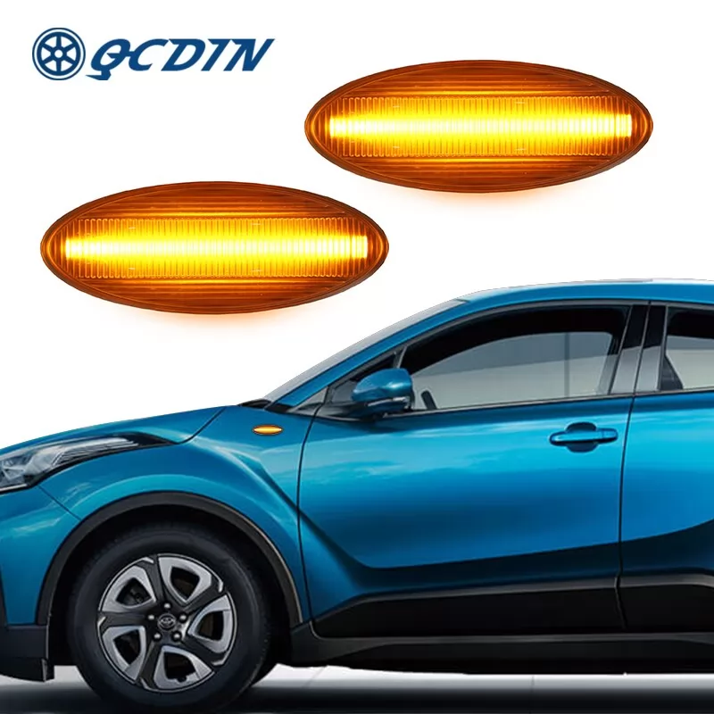 QCDIN For Toyota Corolla Amber LED Side Marker Light Turn Signal Light T10 Adapter Non-Polarity Signal Light For Yaris Mk2 P9
