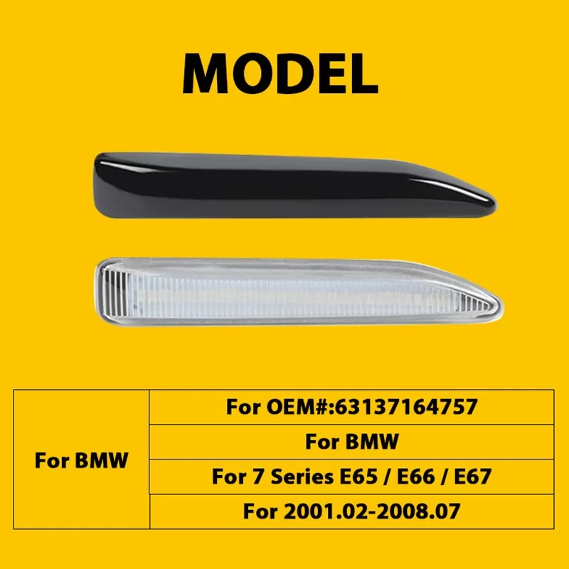 QCDIN 2PCS LED Turn Signal Light Side Marker Light Blinker For BMW 7 Series E65 E66 E67
