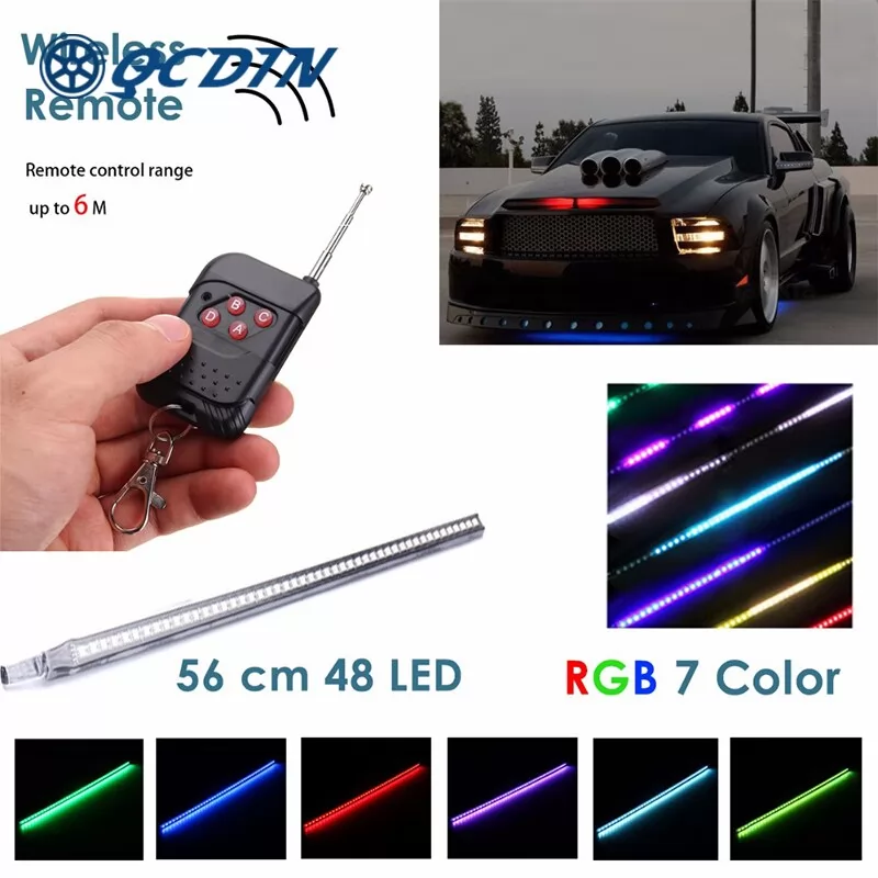 QCDIN 48 SMD 60cm RGB LED Knight Rider Scanner Light Bar Scanner Strip Kit with Wireless Remote Control