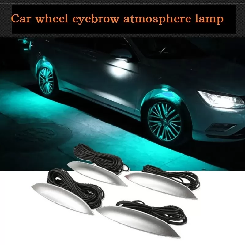 QCDIN 4PCS LED Car Wheel Eyebrow Lights- 7 colors 3 Modes Flash Strobe Breath Light