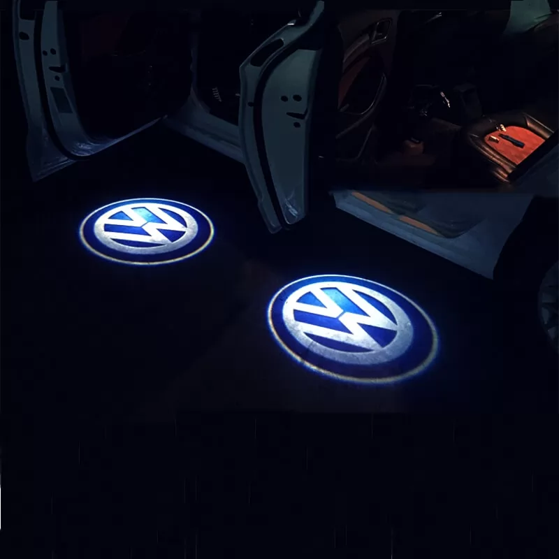 QCDIN For VW LED Car Door Logo Lights - for Golf Passat CC Scirocco Sharan Tiguan