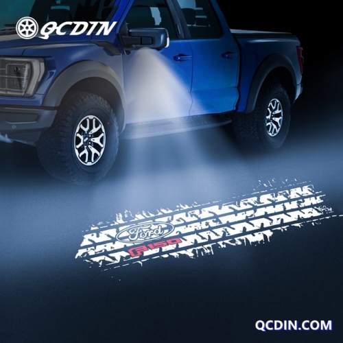 QCDIN for FORD F150 Logo Puddle Light Rearview Mirror Logo Projector Light for F150 2015+